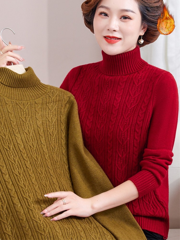 Women Fashion Over 60 - Fashionable Thickened Knitted Half High Collar