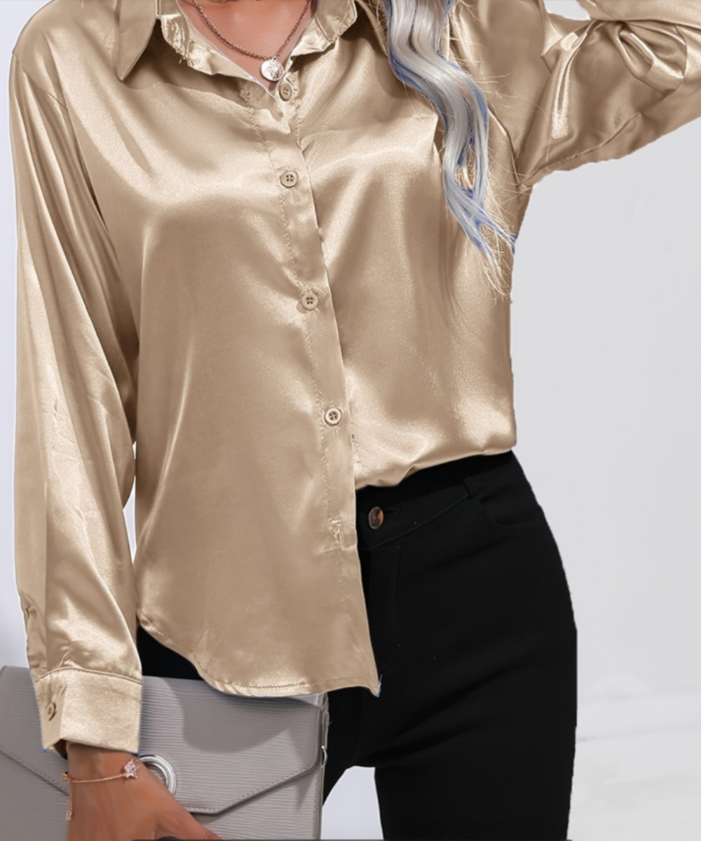 Women'S Fashion Essentials - Plus Size Casual Women Silk Shirt