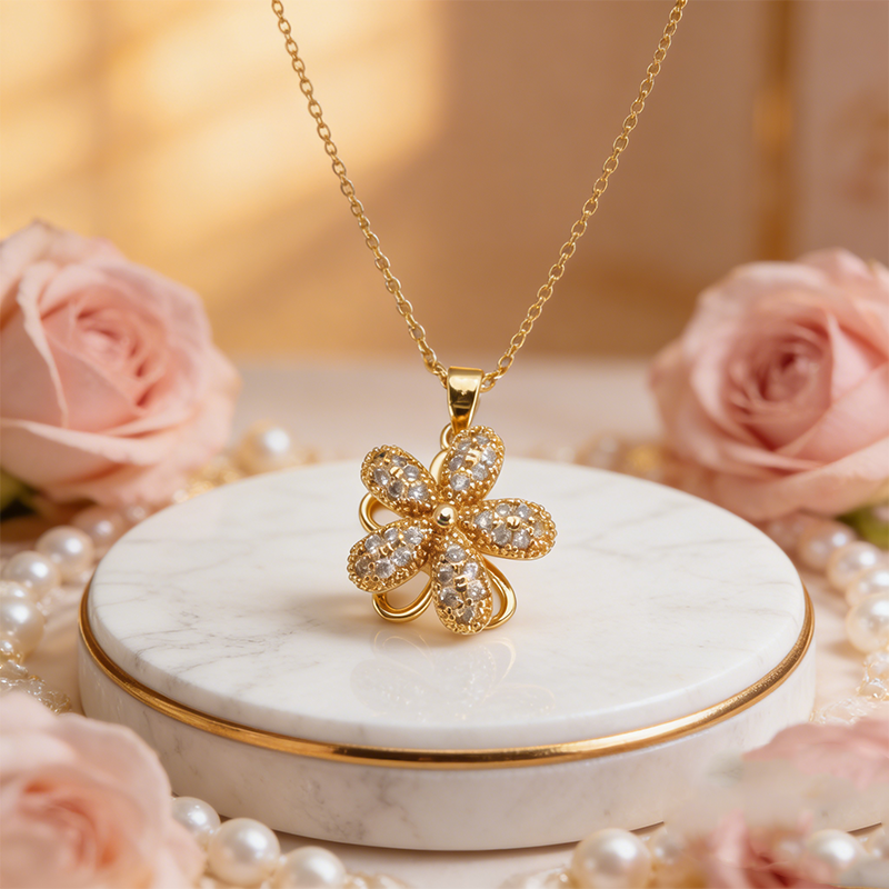 Women'S Fashion Gilded Age - Flower Gilding Necklace Pendant Jewelry Necklace