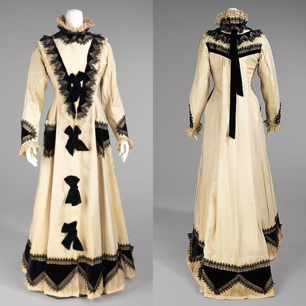Women'S Fashion Gilded Age - Women's Historical Victorian Edwardian Beige Dress