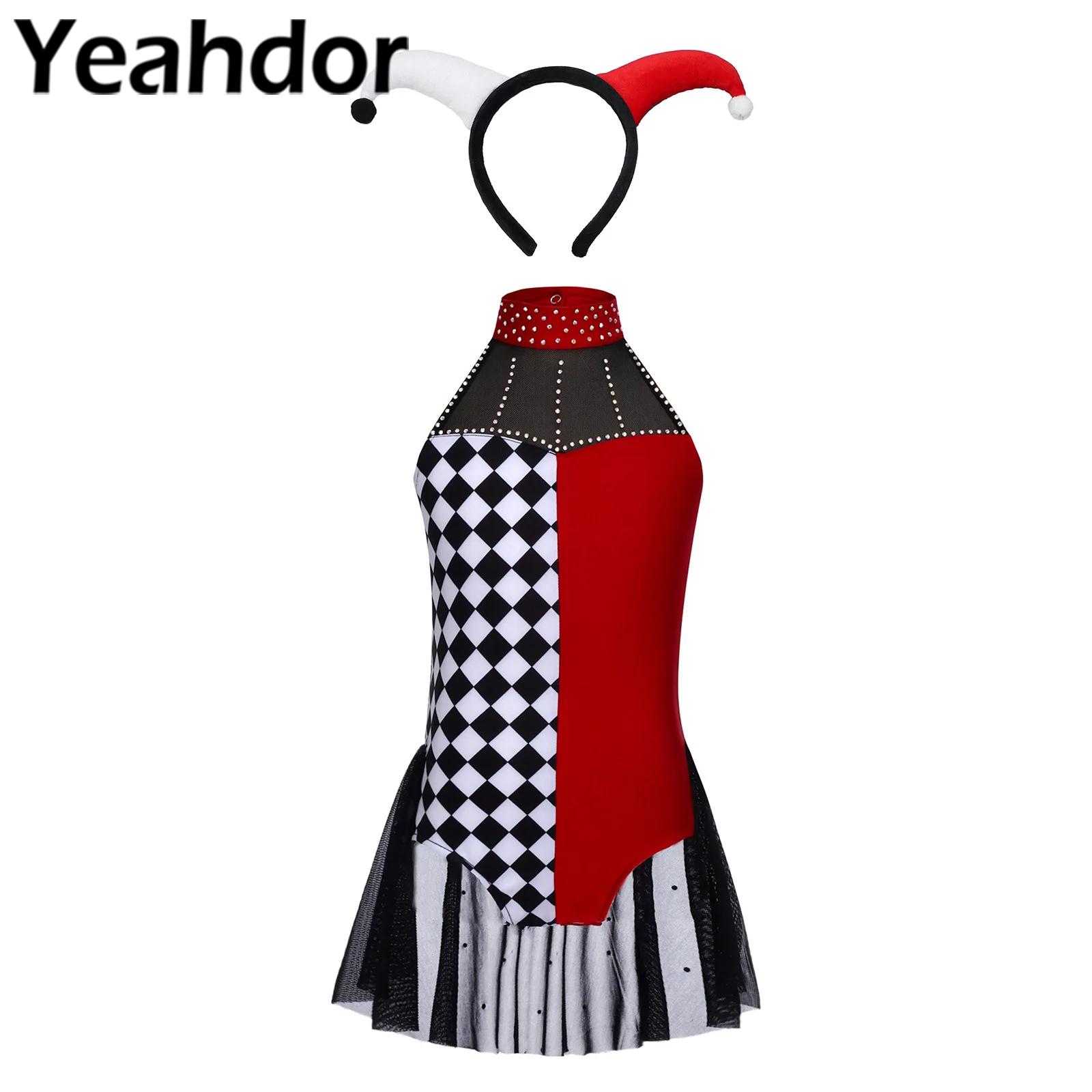 Sleeveless Jumpsuit - Kids Girls Clown Costume Halloween Cosplay