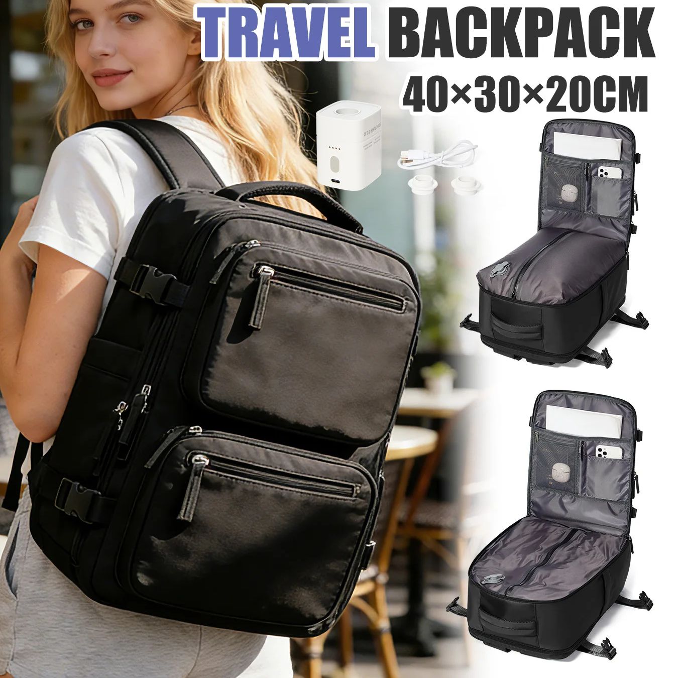 Women Fashion Images - Women Backpack Vacuum Backpack with Pump