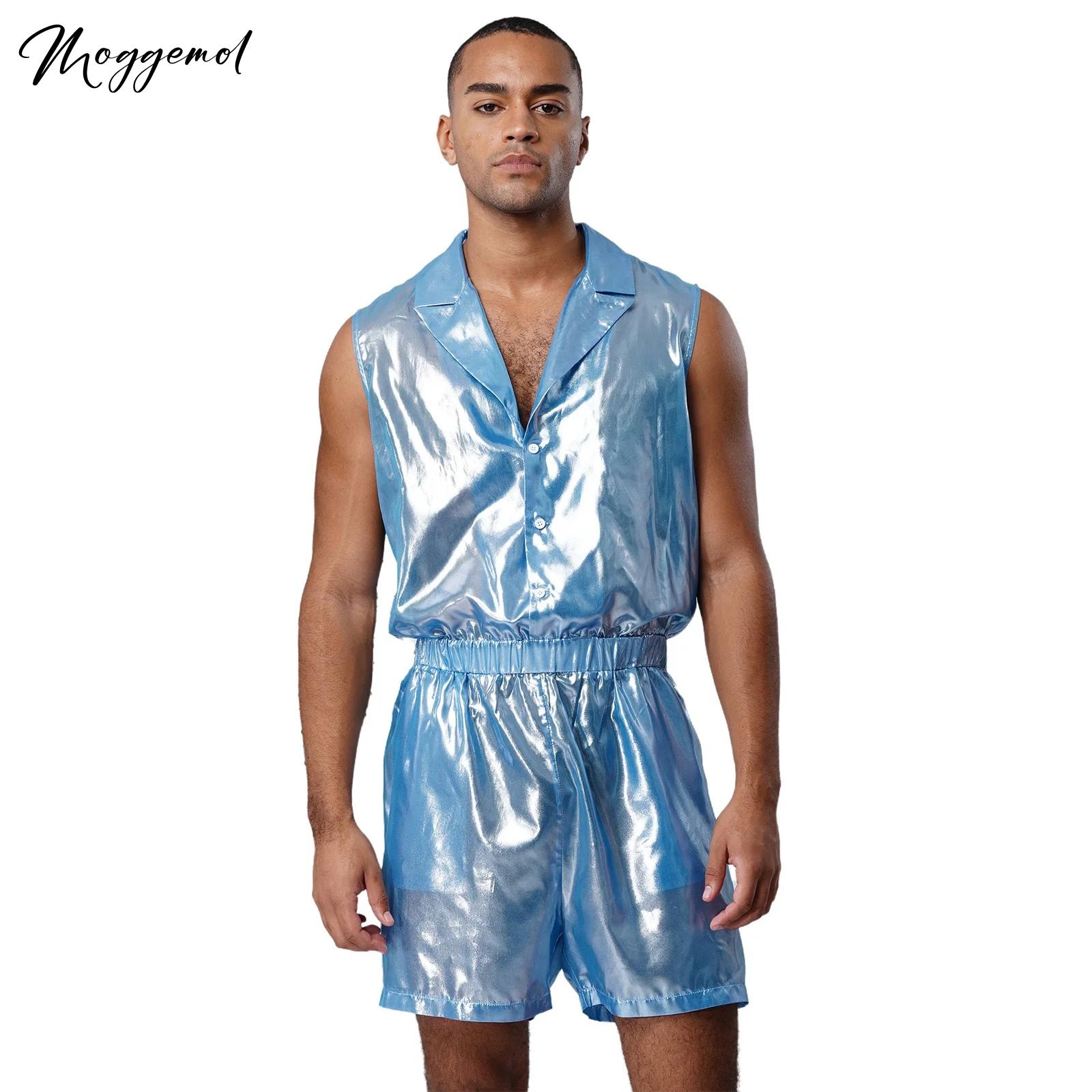 Mens Sheer Shiny Metallic Chif - Sleeveless Jumpsuit recensione e prezzo