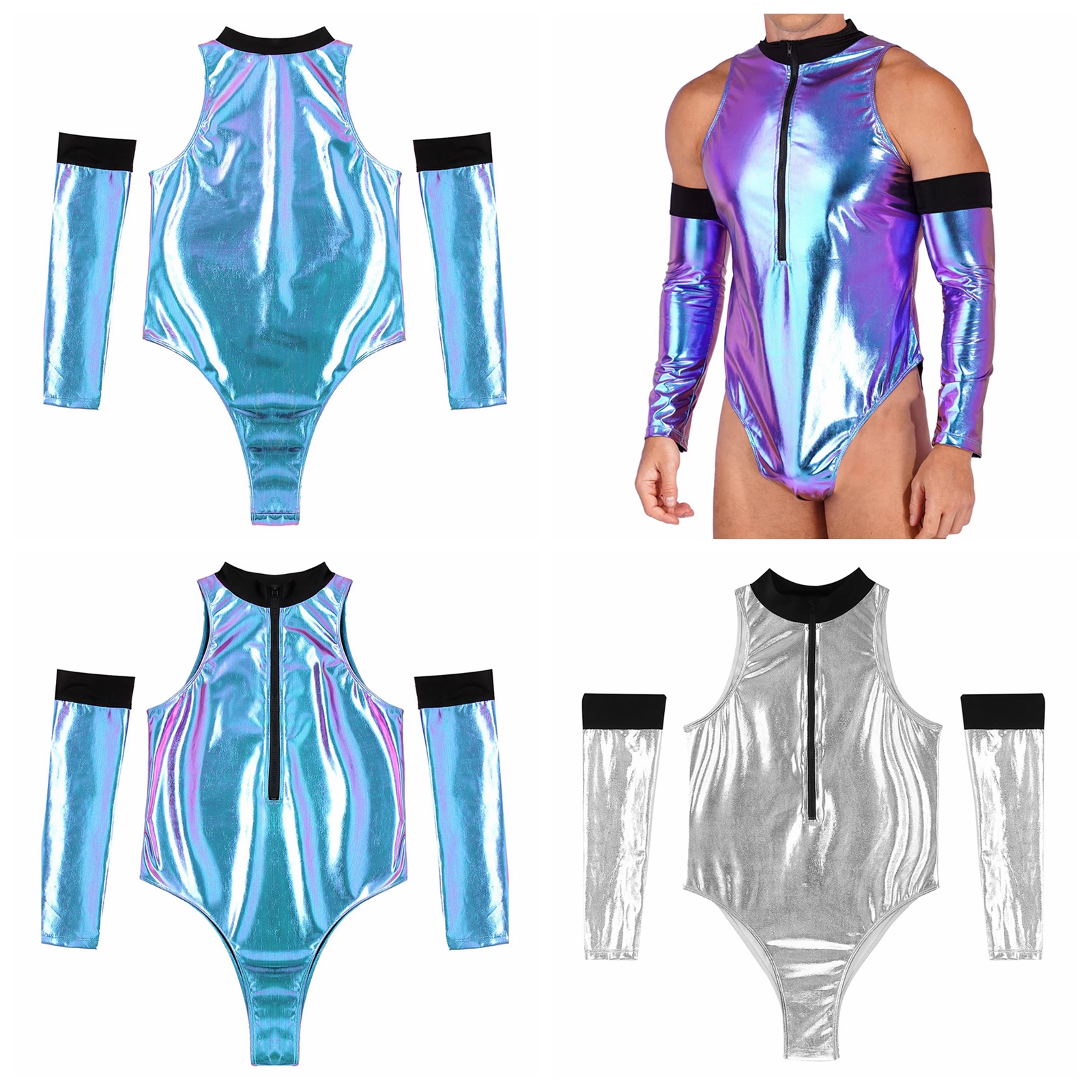 Men Patent Leather Alien Costu - Sleeveless Jumpsuit recensione e prezzo