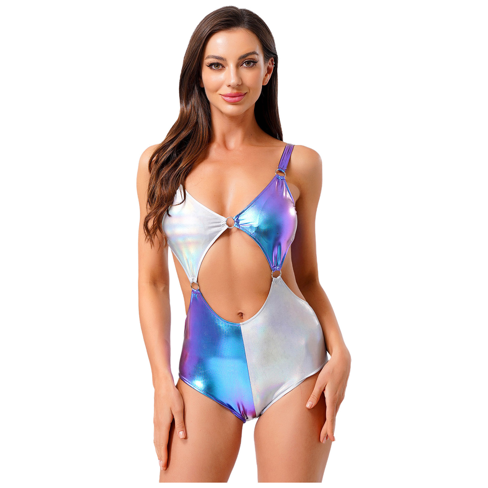 Women Metallic Shiny Bodysuit  - Sleeveless Jumpsuit recensione e prezzo
