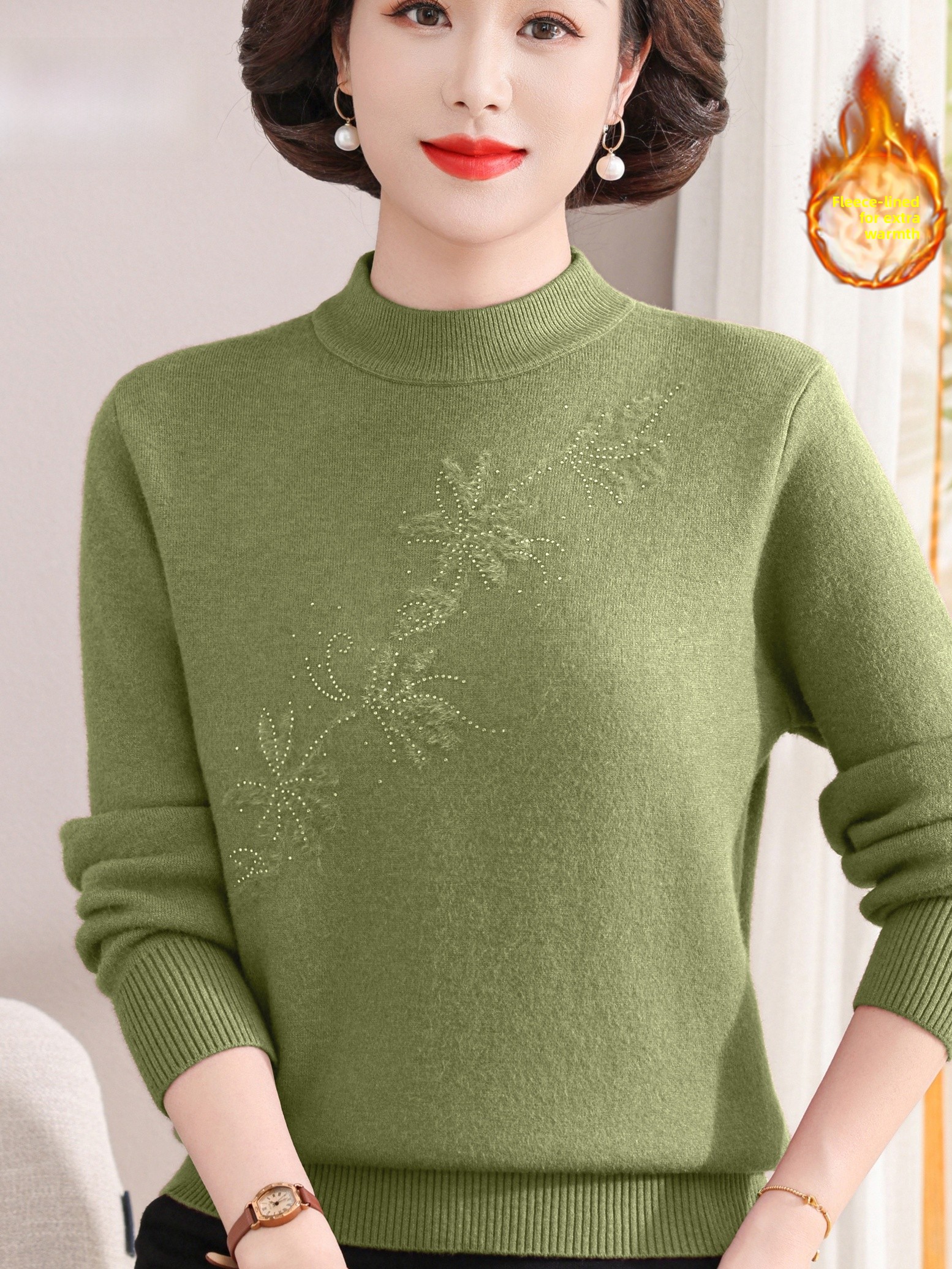 Warm Fleece Lined Knitted Half - Women Fashion Over 60 recensione e prezzo