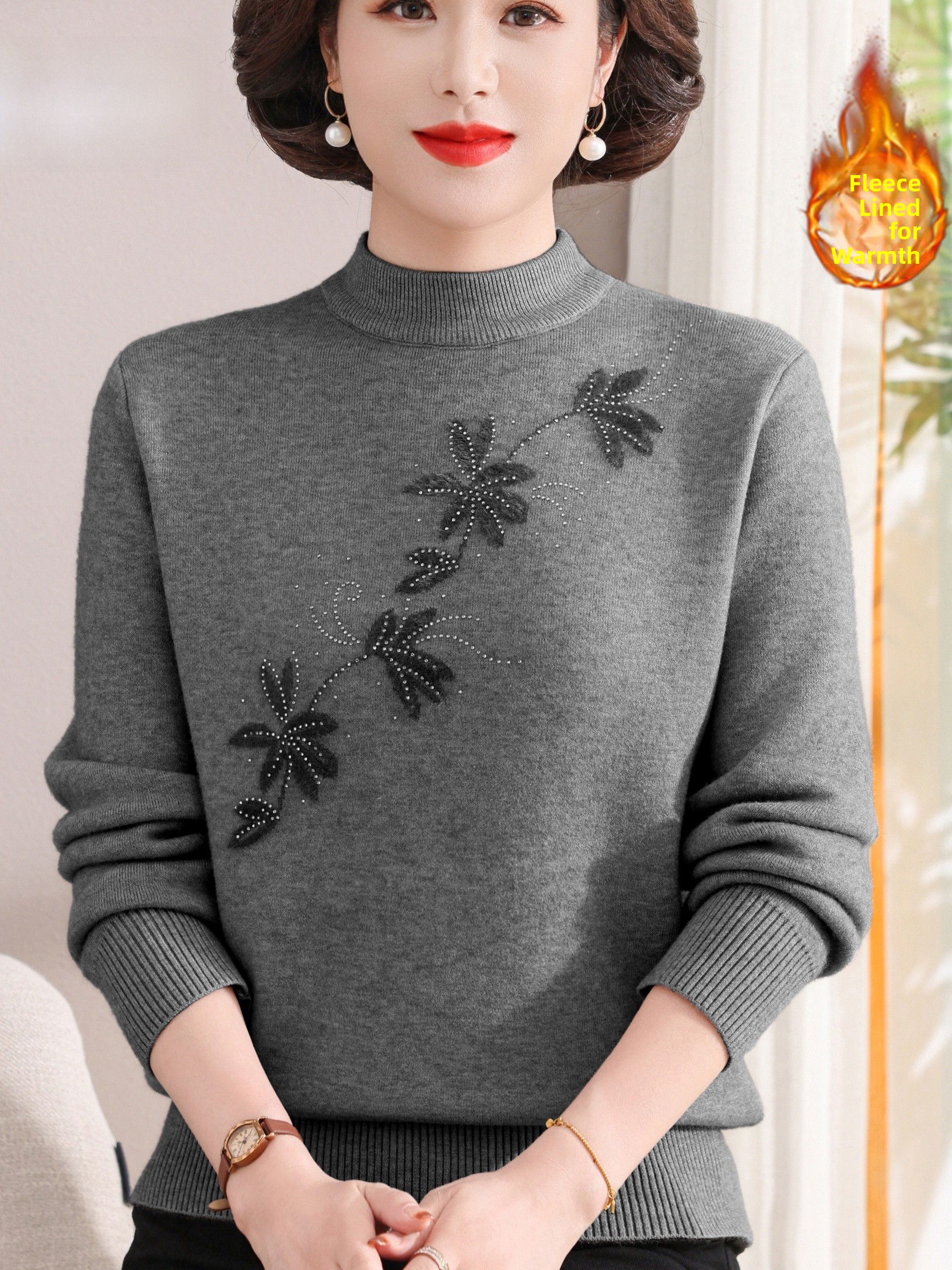 Warm Fleece Lined Knitted Half - Women Fashion Over 60 recensione e prezzo