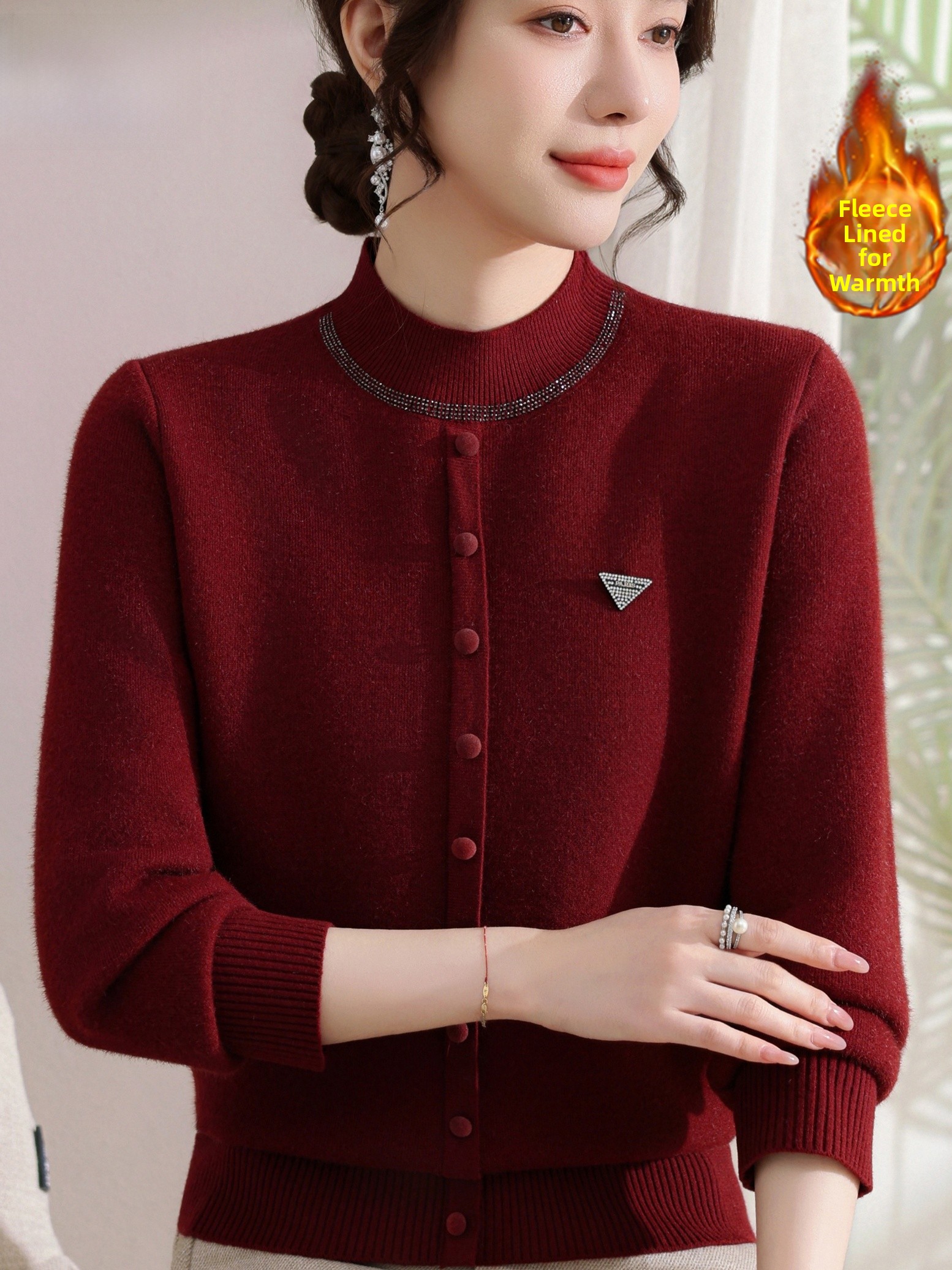 Fashionable Knitted Fleece Lin - Women Fashion Over 60 recensione e prezzo