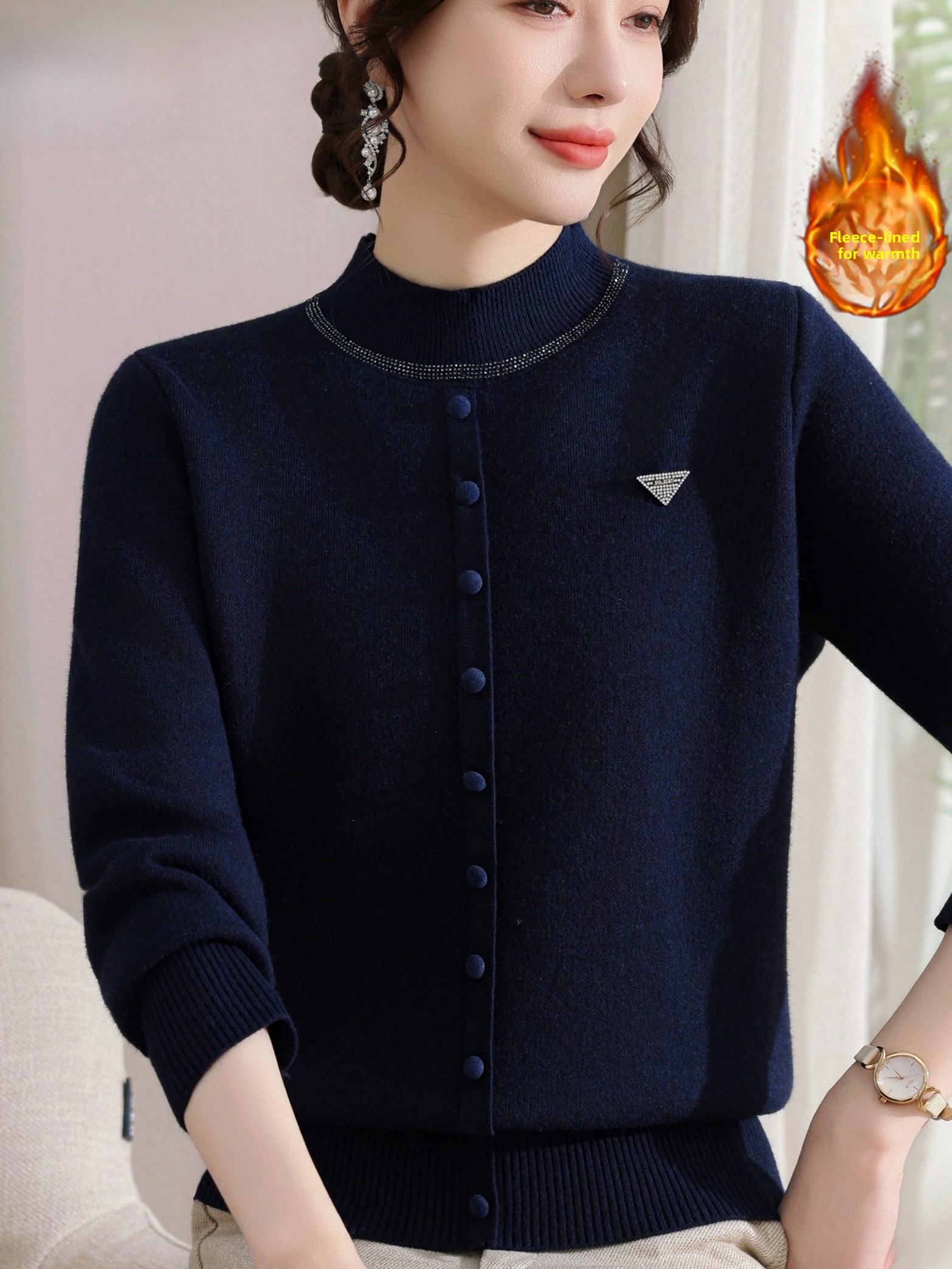 Fashionable Knitted Fleece Lin - Women Fashion Over 60 recensione e prezzo
