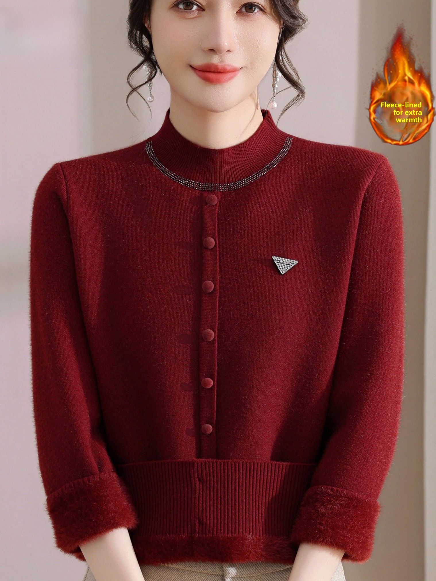 Fashionable Knitted Fleece Lin - Women Fashion Over 60 recensione e prezzo