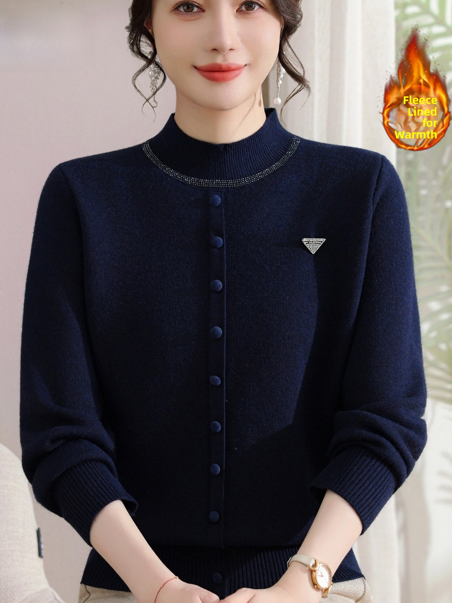 Fashionable Knitted Fleece Lin - Women Fashion Over 60 recensione e prezzo