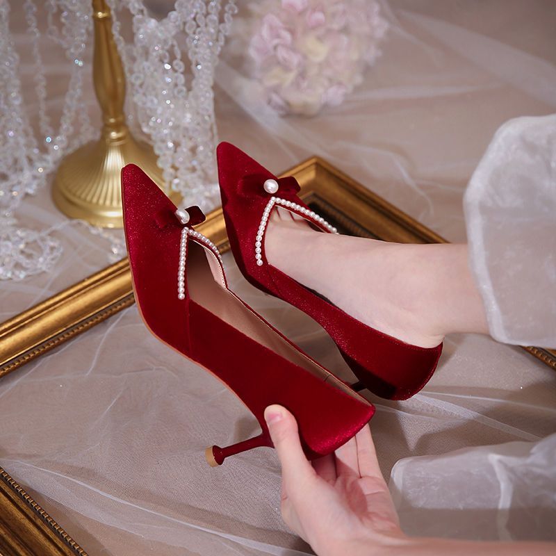 Red High Heel Pearl Ladies Pum - Women'S Fashion Quick Delivery recensione e prezzo
