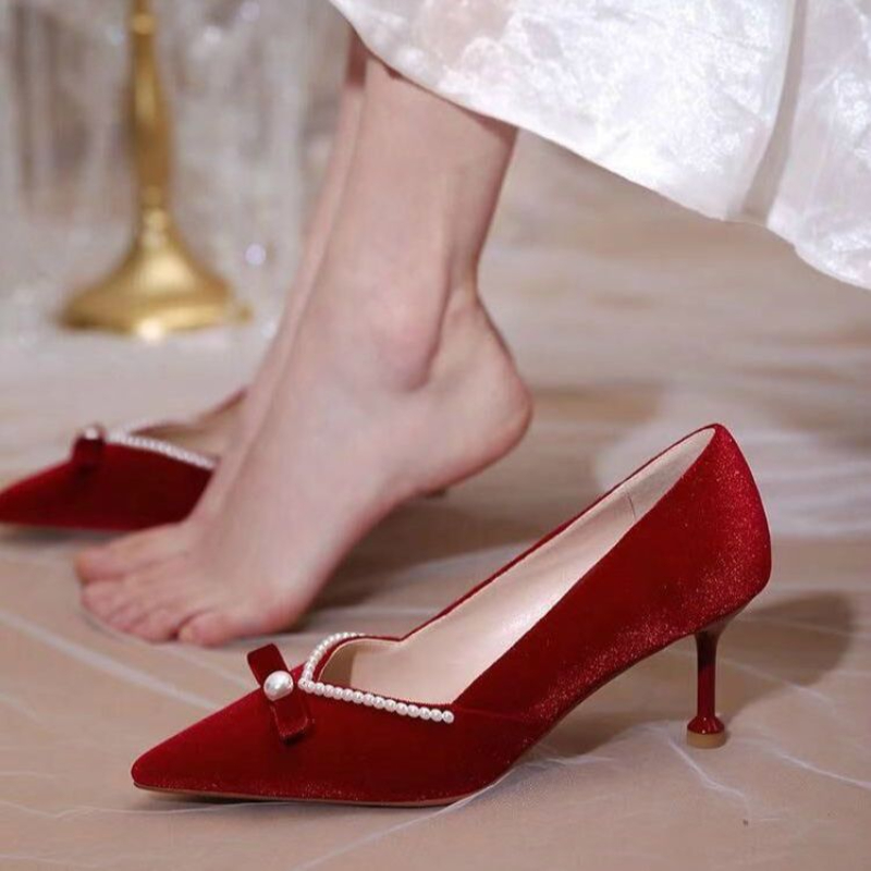 Red High Heel Pearl Ladies Pum - Women'S Fashion Quick Delivery recensione e prezzo