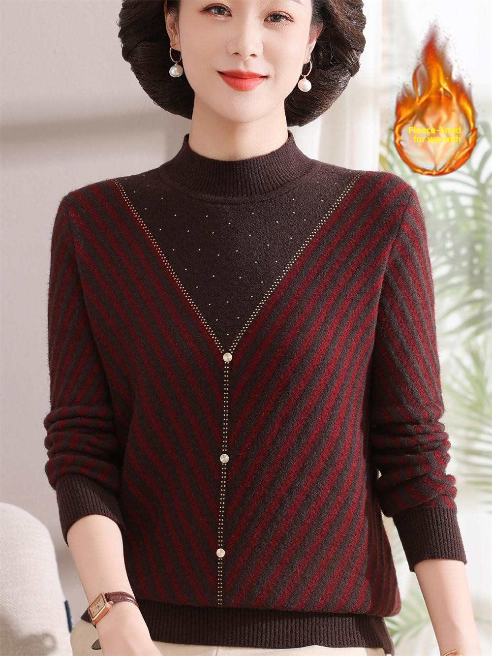 Thickened Fleece Warm Knitted  - Women Fashion Over 60 recensione e prezzo