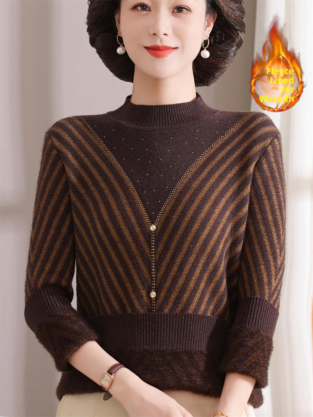 Thickened Fleece Warm Knitted  - Women Fashion Over 60 recensione e prezzo