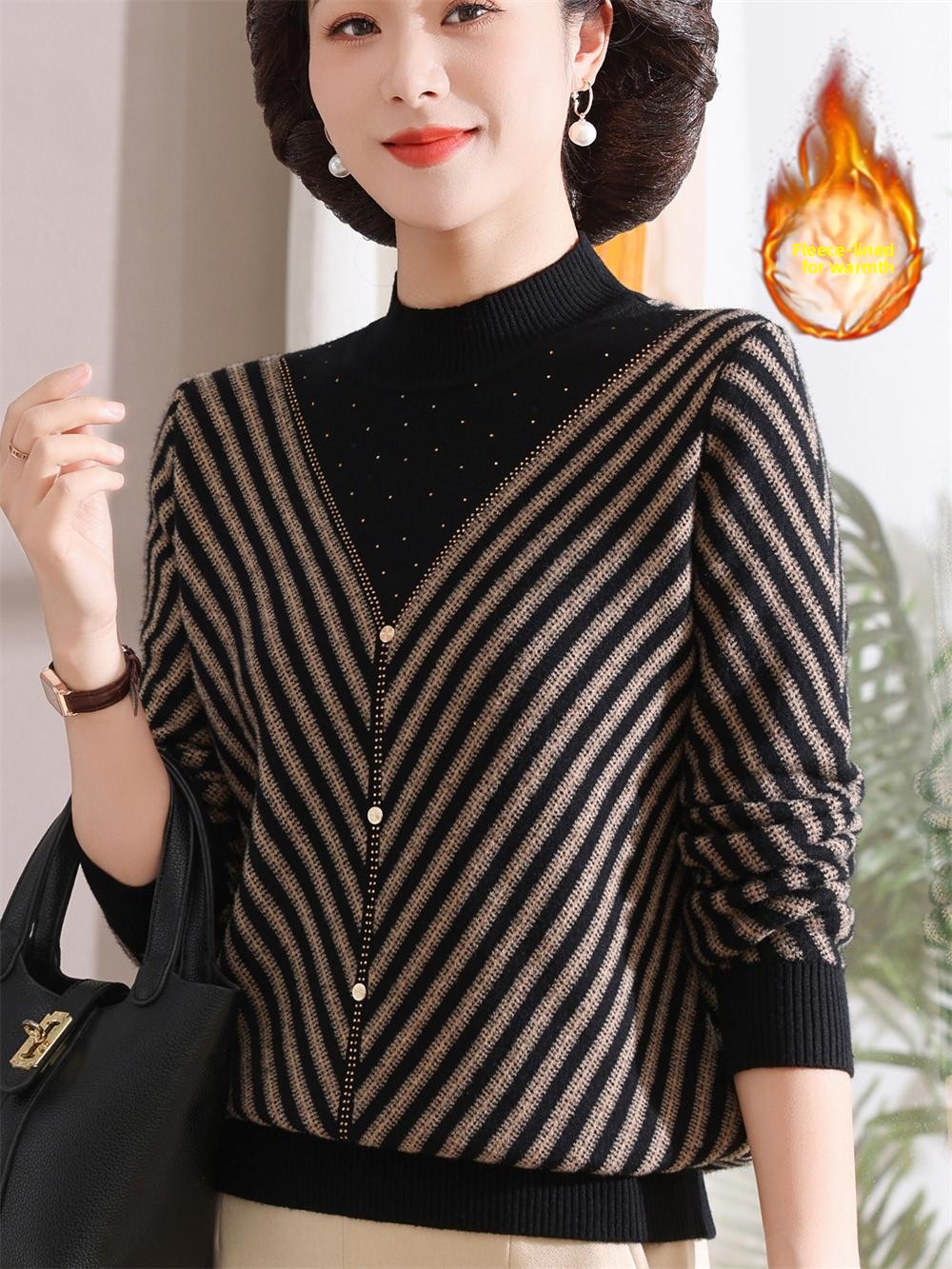 Thickened Fleece Warm Knitted  - Women Fashion Over 60 recensione e prezzo