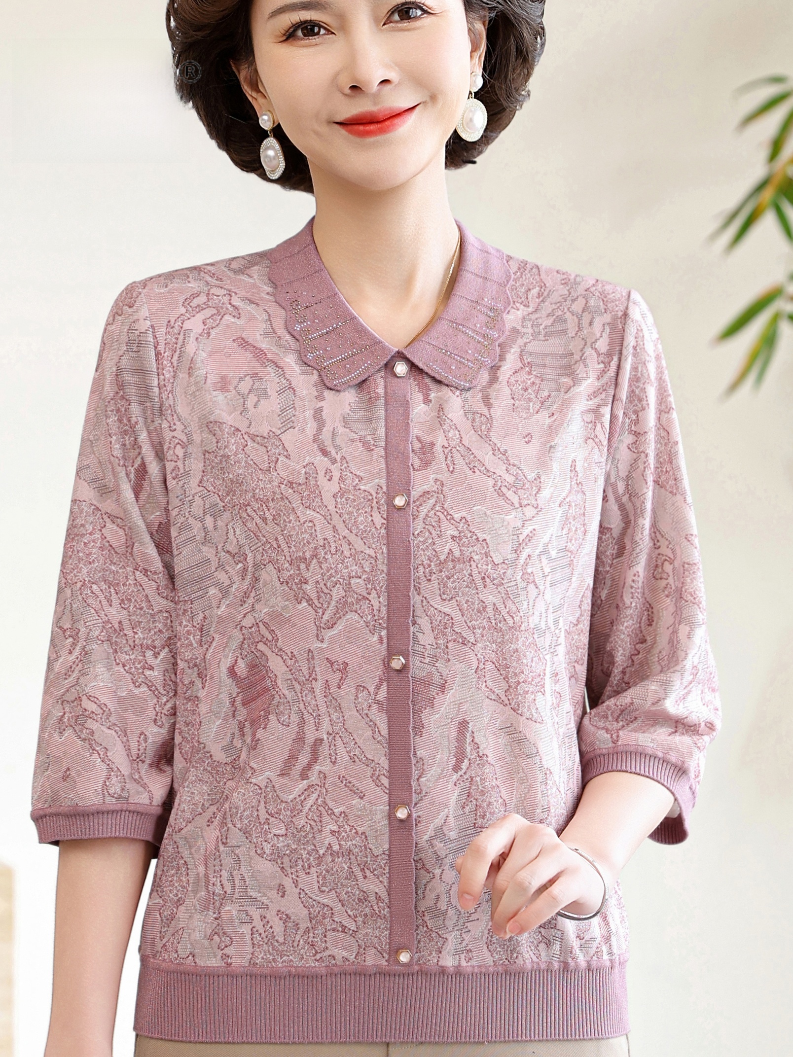 Floral Print Turn-down Collar  - Women Fashion Over 60 recensione e prezzo