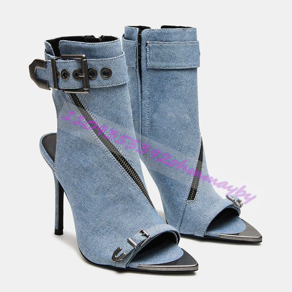 Summer Blue Denim Pointed-Toe  - Women'S Fashion Boots recensione e prezzo