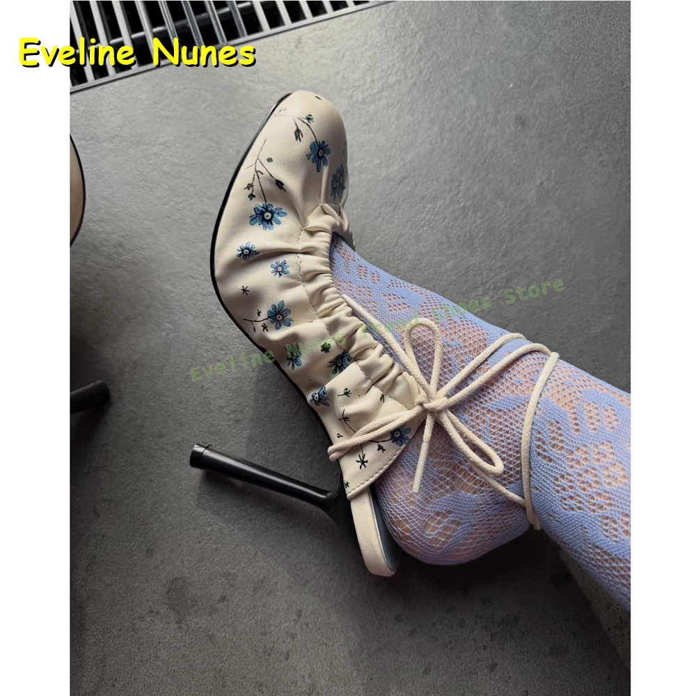 Cream White Floral Print Mary  - Women'S Fashion Boots recensione e prezzo
