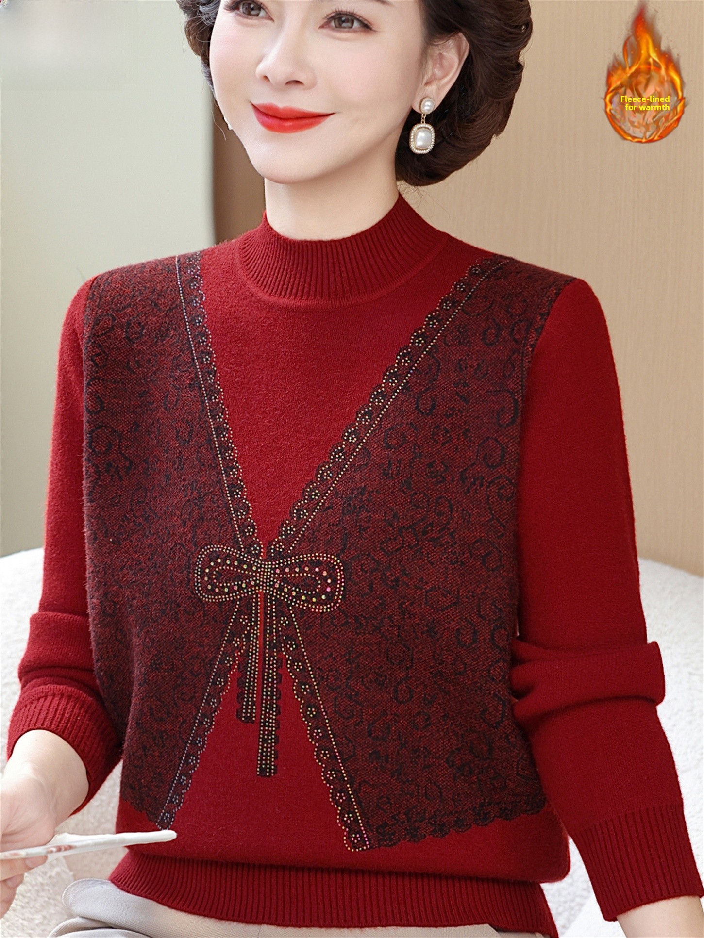Thickened Fleece Winter Knitte - Women Fashion Over 60 recensione e prezzo