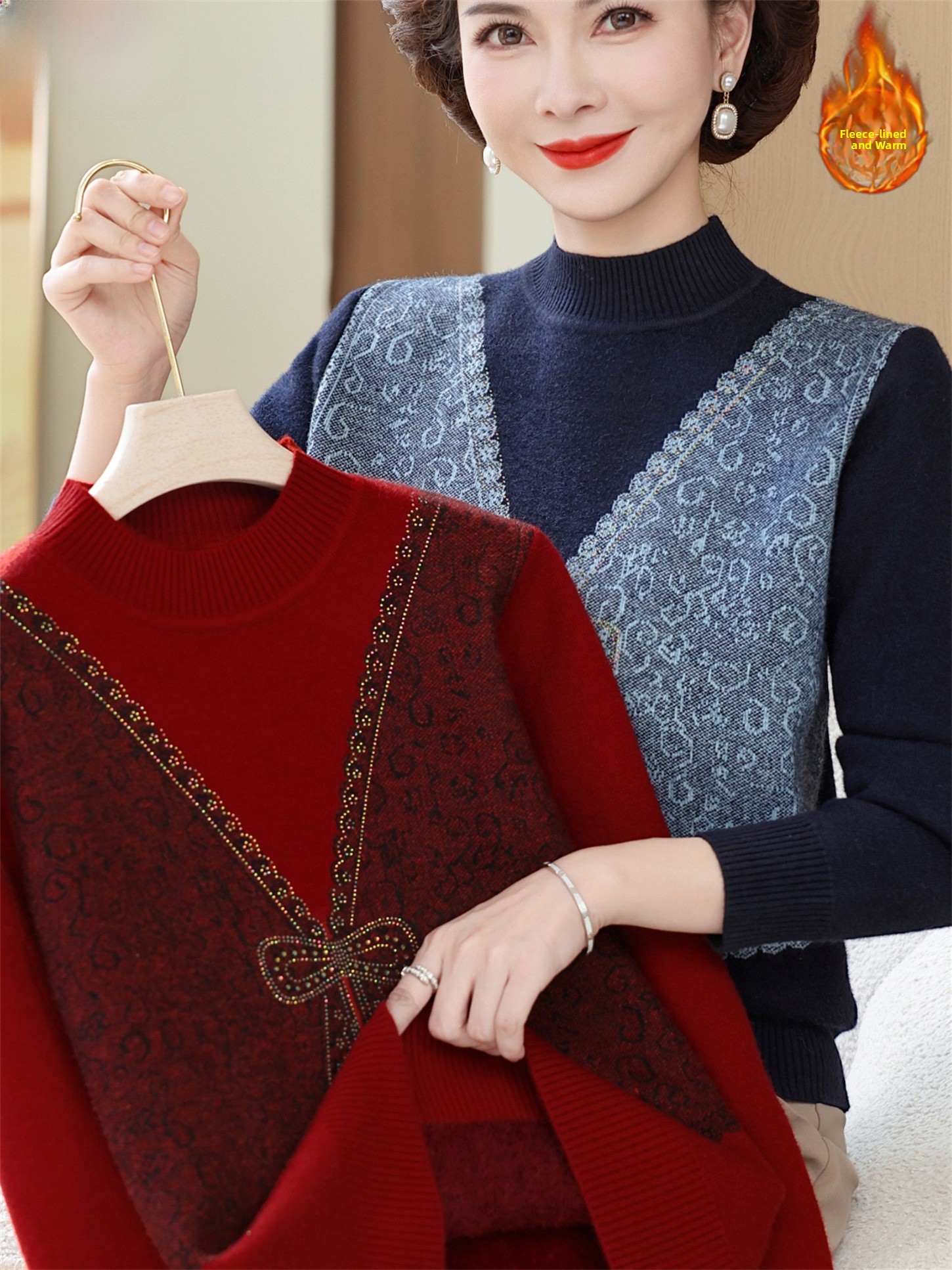 Thickened Fleece Winter Knitte - Women Fashion Over 60 recensione e prezzo