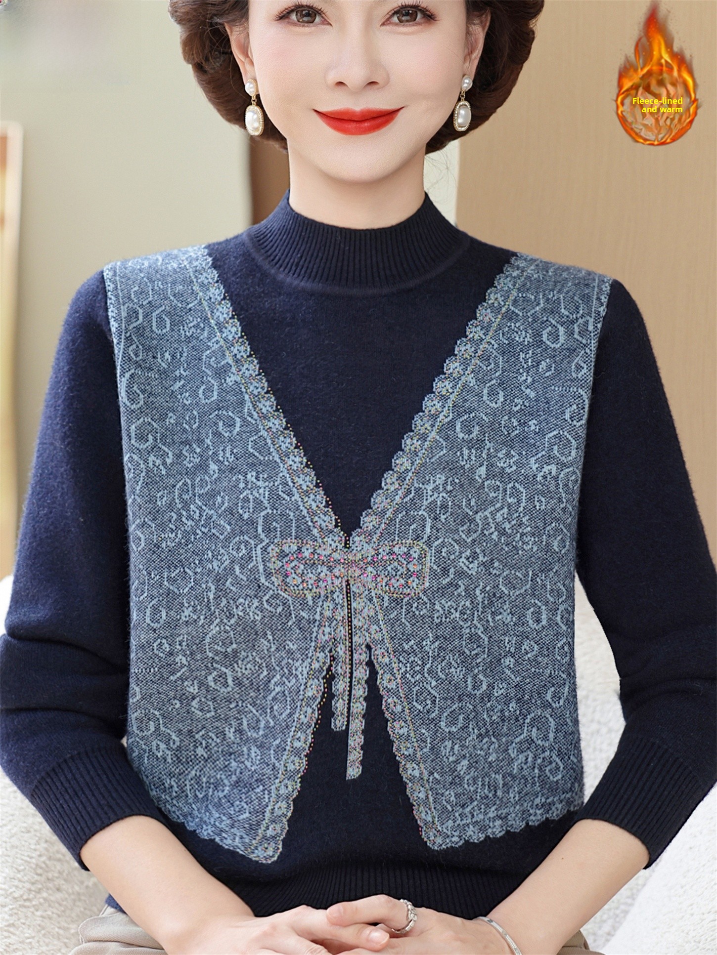Thickened Fleece Winter Knitte - Women Fashion Over 60 recensione e prezzo