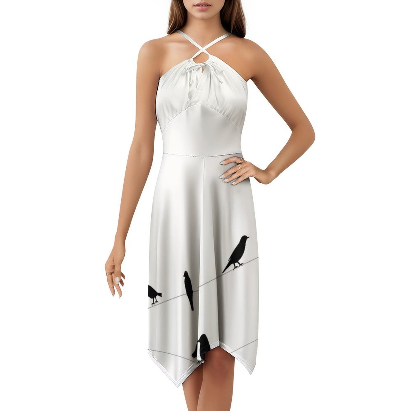Birds Boho Chic Dress Elegant  - Women Fashion Vector recensione e prezzo