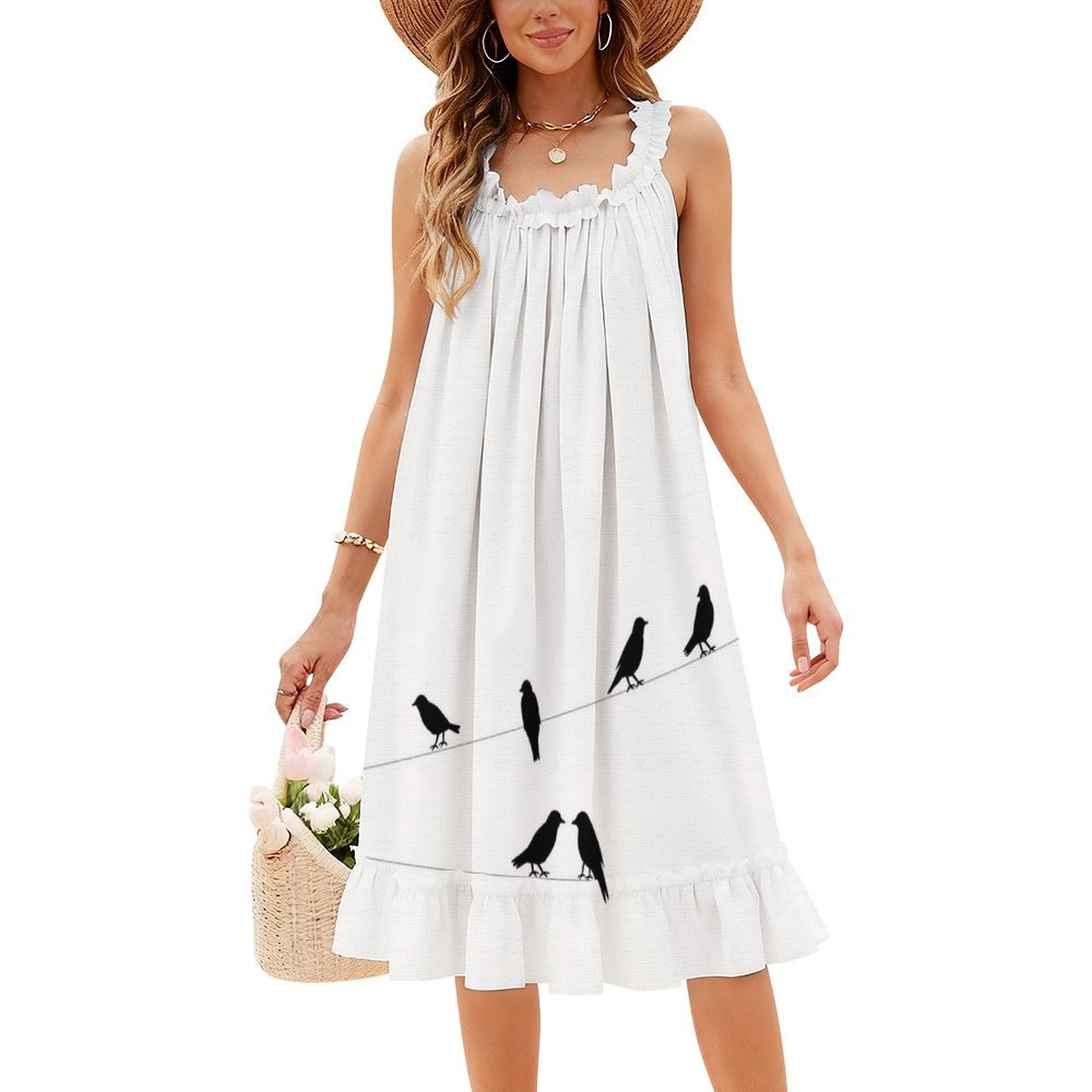 Birds Boho Chic Dress Elegant  - Women Fashion Vector recensione e prezzo