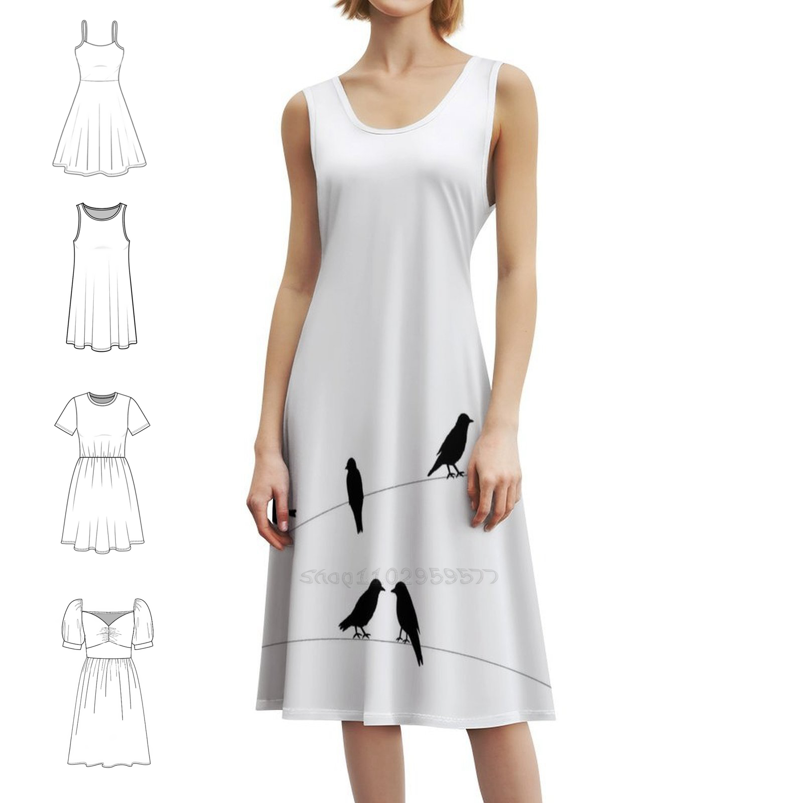 Birds Boho Chic Dress Elegant  - Women Fashion Vector recensione e prezzo