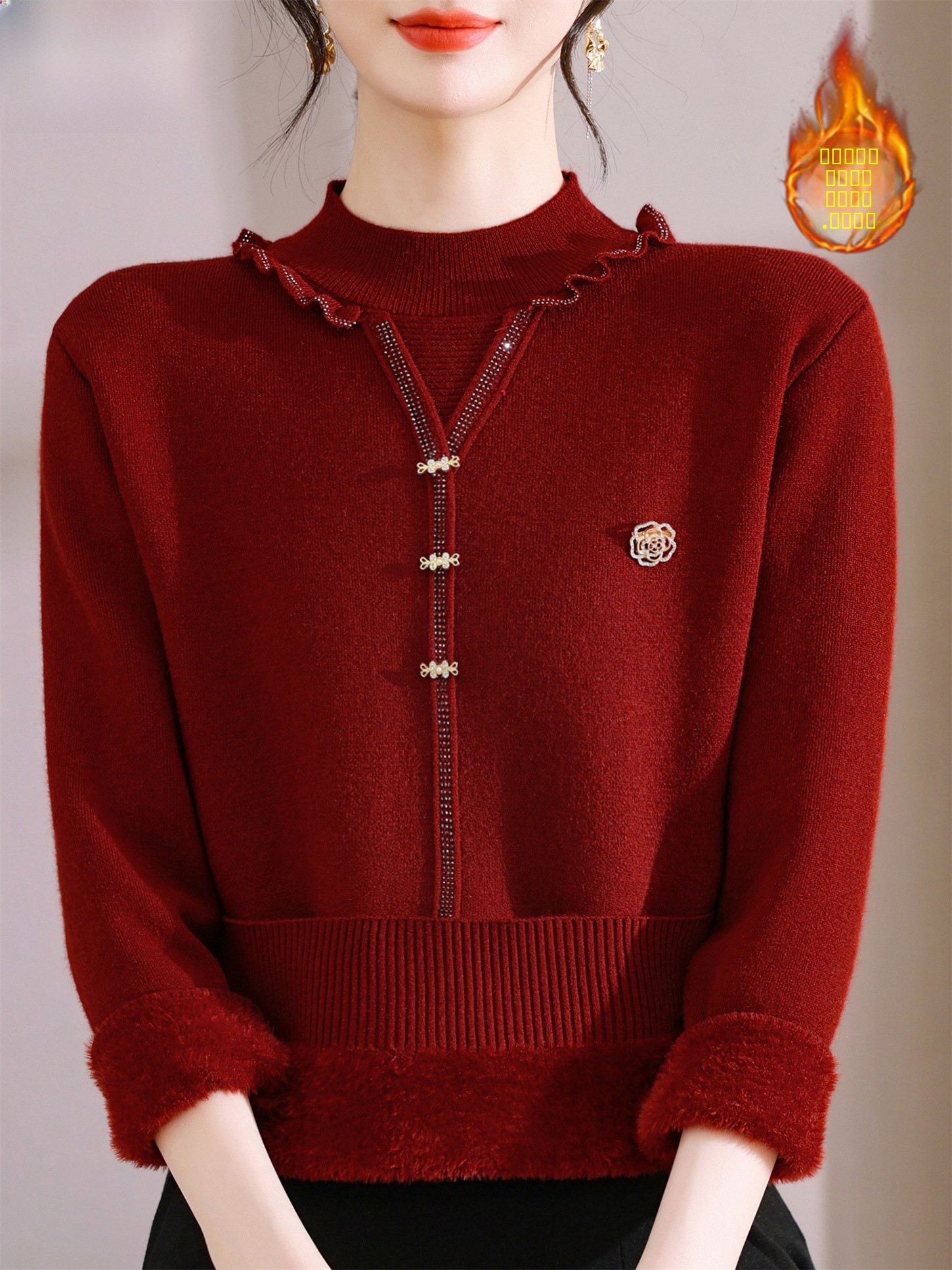 Thickened Fleece Knitted Sweat - Women Fashion Over 60 recensione e prezzo