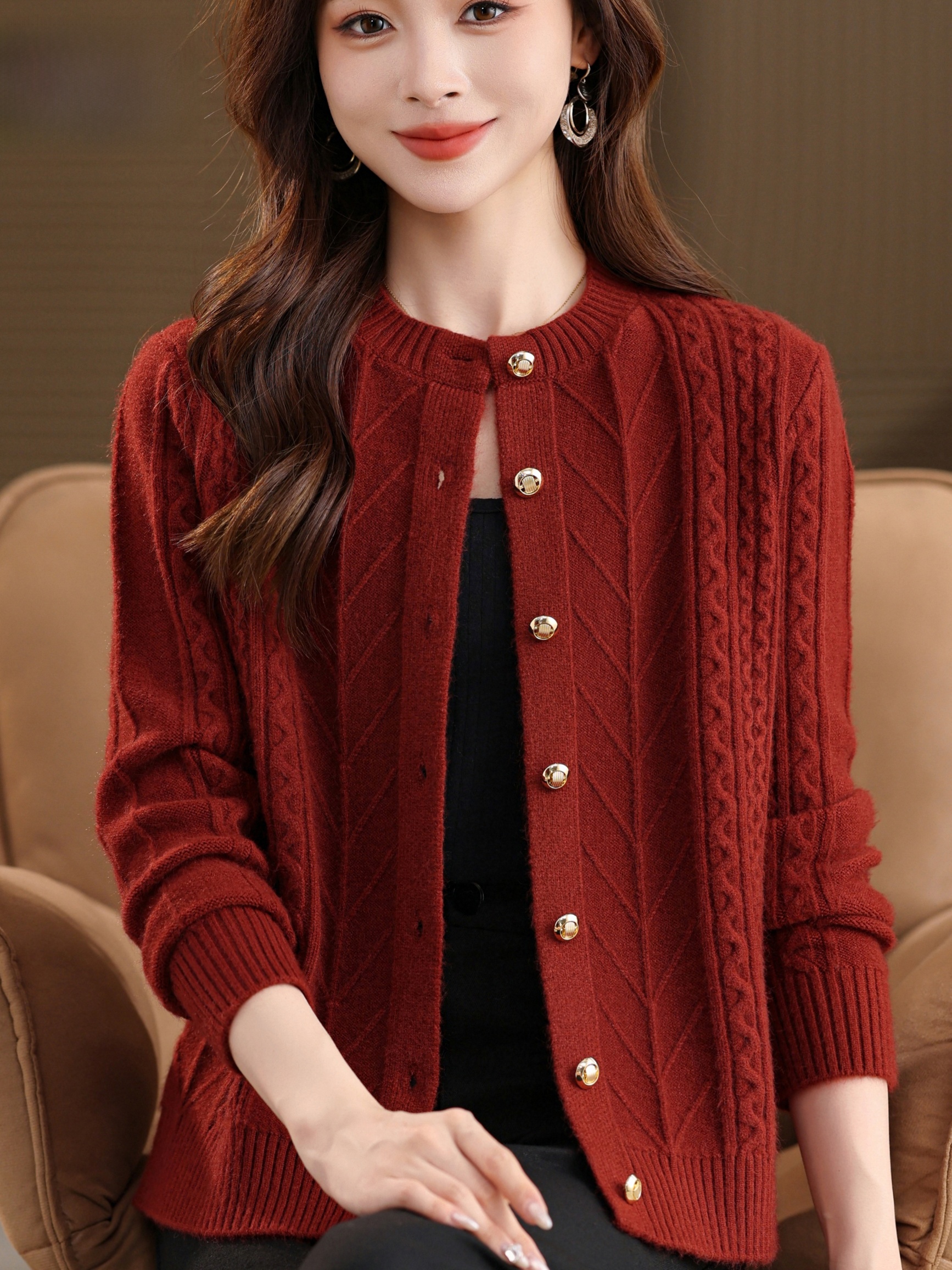 Thickened Knitted round Neck O - Women Fashion Over 60 recensione e prezzo