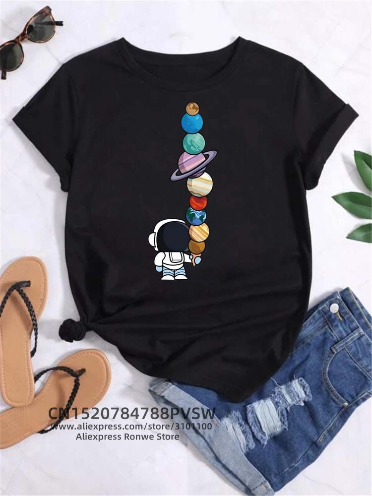 Moon Space Planet Print Tee Sh - Women'S Fashion In The 90S recensione e prezzo