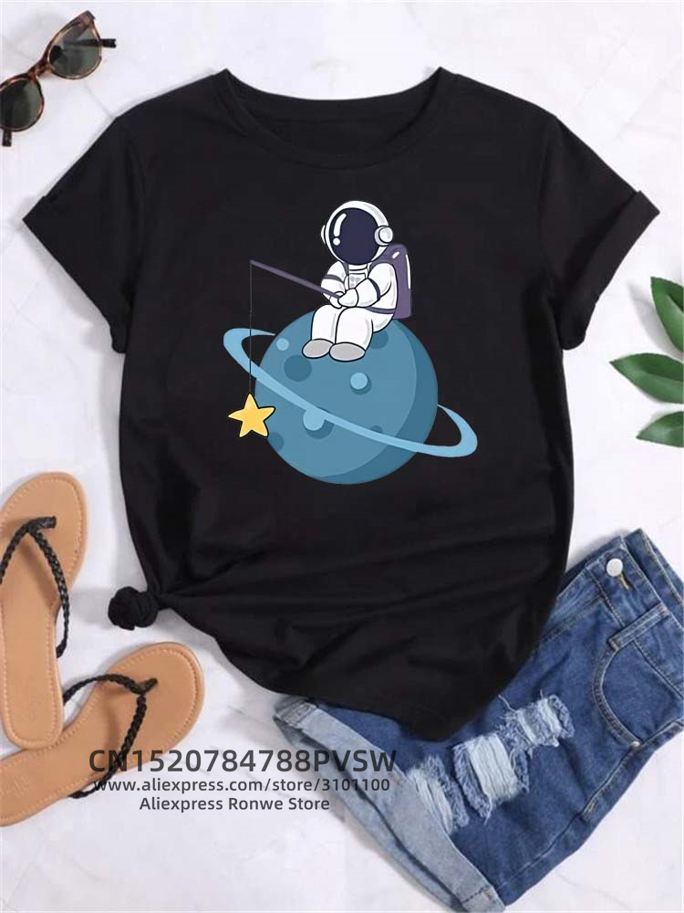 Moon Space Planet Print Tee Sh - Women'S Fashion In The 90S recensione e prezzo
