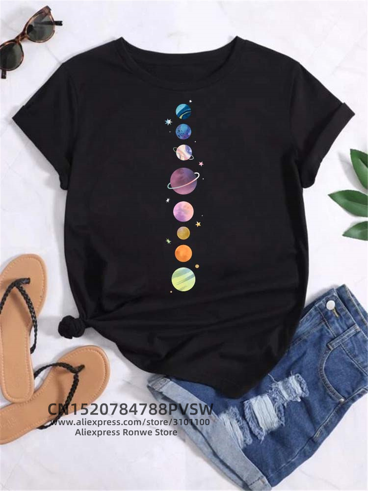 Moon Space Planet Print Tee Sh - Women'S Fashion In The 90S recensione e prezzo