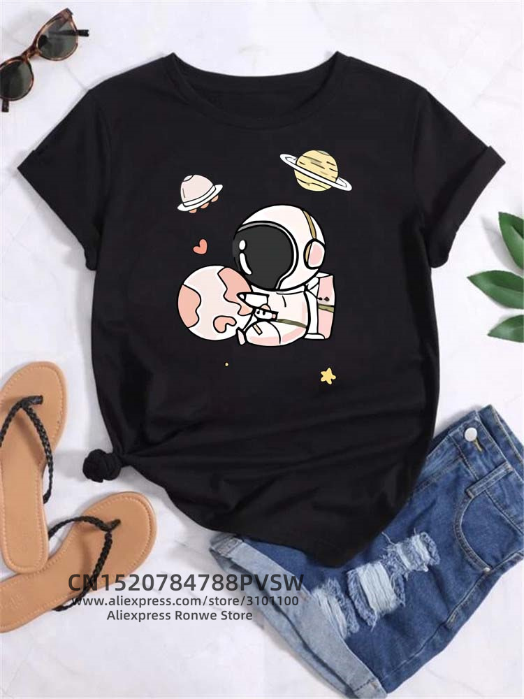 Moon Space Planet Print Tee Sh - Women'S Fashion In The 90S recensione e prezzo